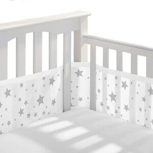 BreathableBaby Classic Mesh Crib Liner - Star Light Grey - Baby Nursery Decor